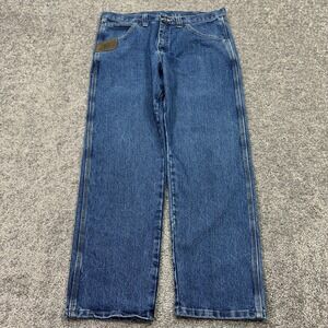 Wrangler Riggs Jeans Mens 36x30 Blue Straight Leg Medium Wash Denim Workwear